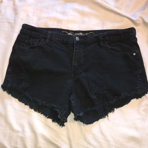 Black ripped jean shorts